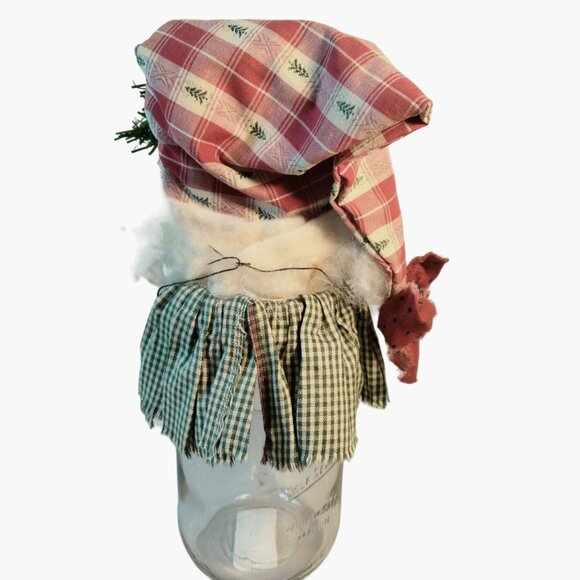 Handcrafted Santa Mason Jar Christmas Candy Shabby Cottagecore Grannycore - Picture 8 of 8